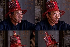 Perriere-Taiwan-4_6561a Cet homme enveloppe de gestes les gens qui rentrent dans le temple.